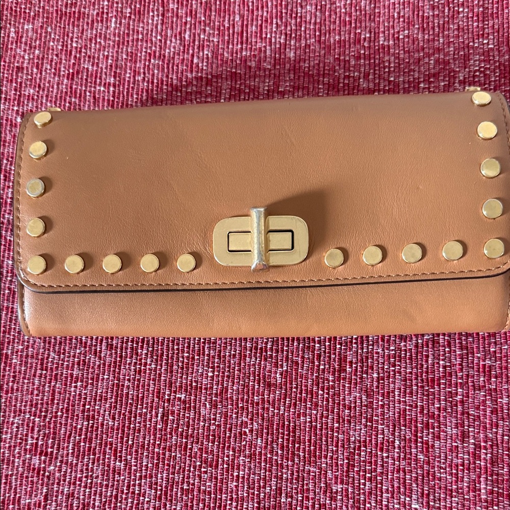 MICHAEL Michael Kors Tan Leather Wallet with Gold Studs